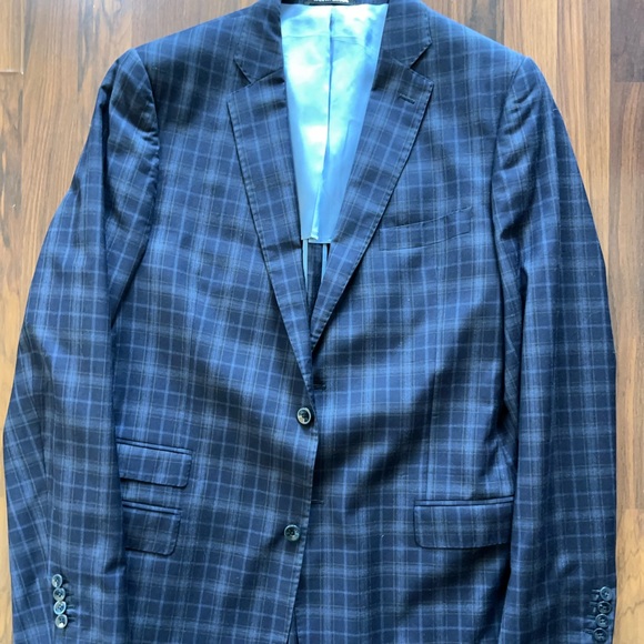 J. Hilburn Suits & Blazers Custom Jhilburn Suit In Navy Blue Plaid